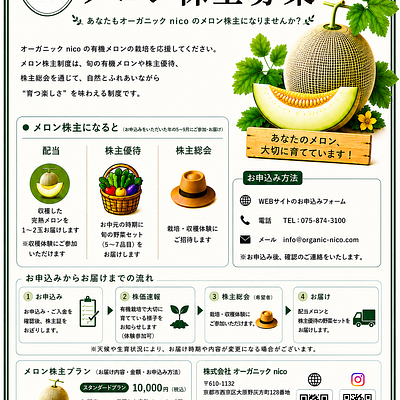 有機メロン栽培株主募集